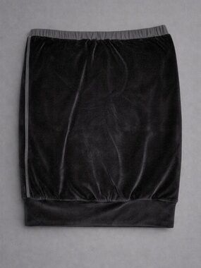 Fendi Black Velvet Strapless Top or Pencil Skirt with Gray Trim